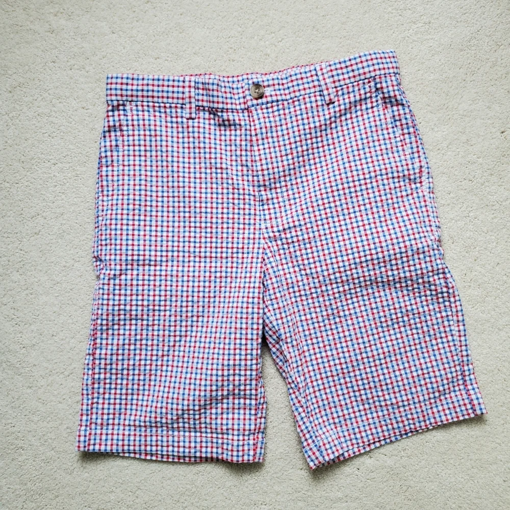 SOLD Vineyard Vines Boys Red, White And Blue Gingham Seersucker Shorts sz14 - Picture 11 of 16
